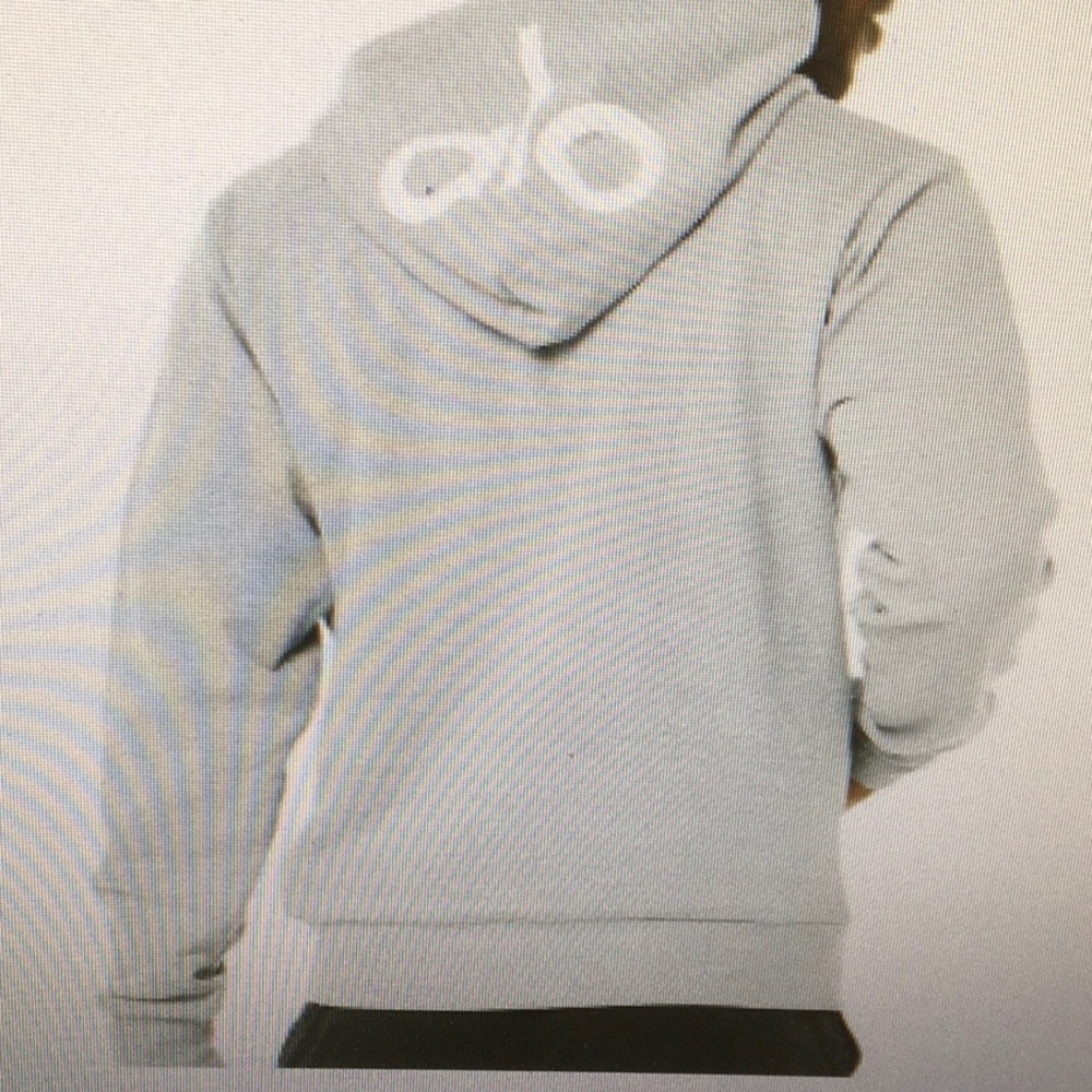 ALO YOG/“NY VAUNT”HEATHER GRAY BACK LOGO HOOD HOODIE/ NEW
